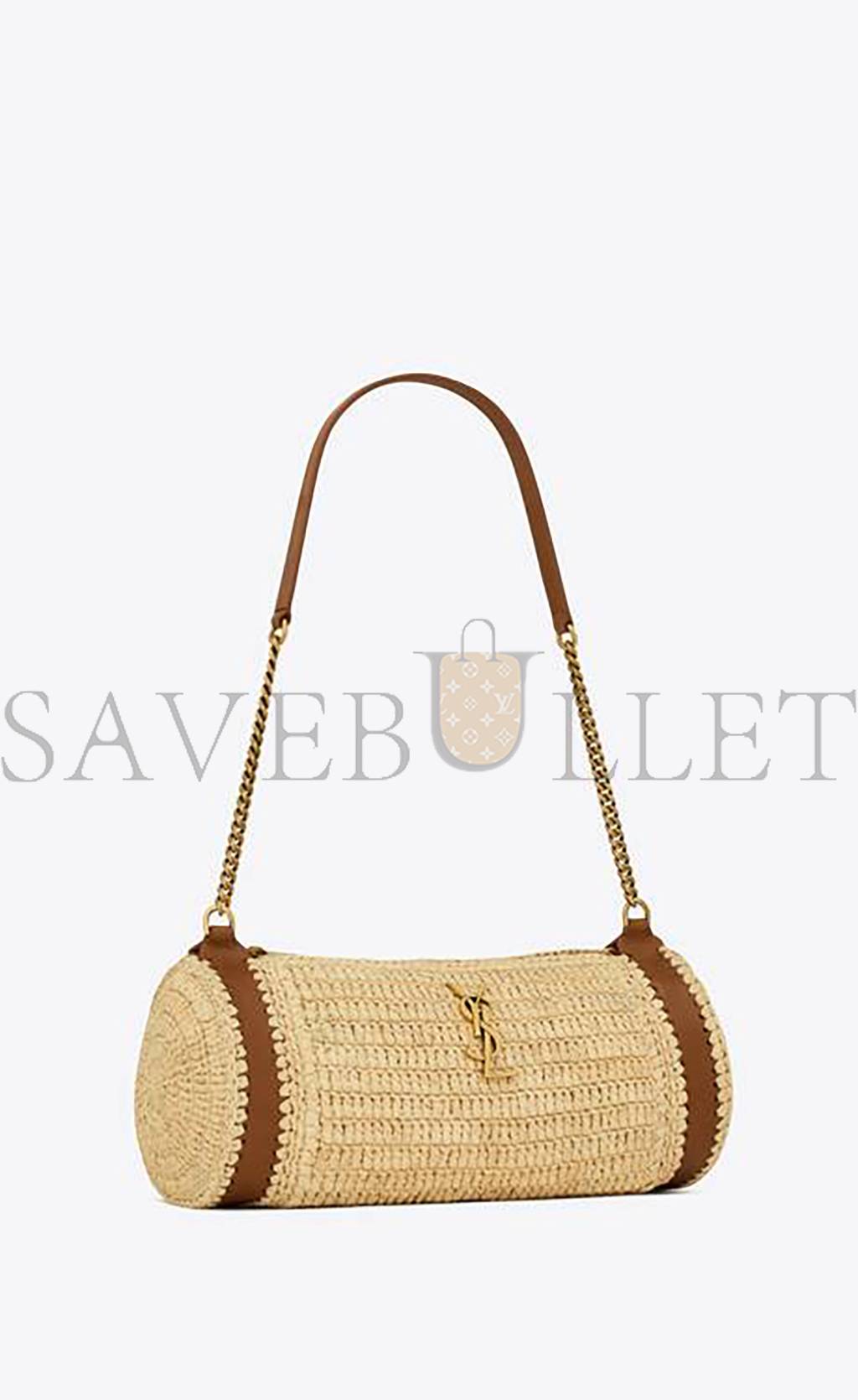 Y*L cassandre small cylindric bag in raffia and vegetable-tanned leather 744504gaabn2080 (24.5*11*11cm)