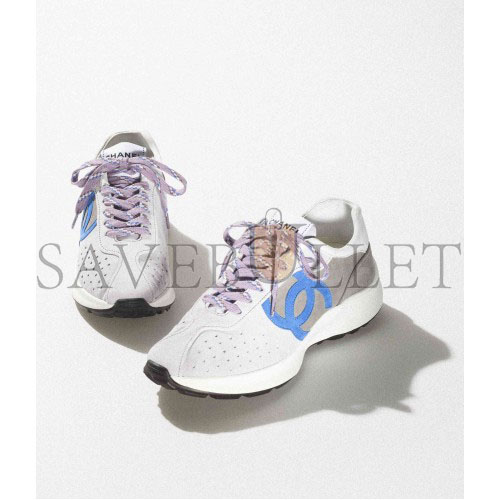 Ch*el sneakers suede kidskinlight purple, blue & dark gray g39074 x56563 k4279