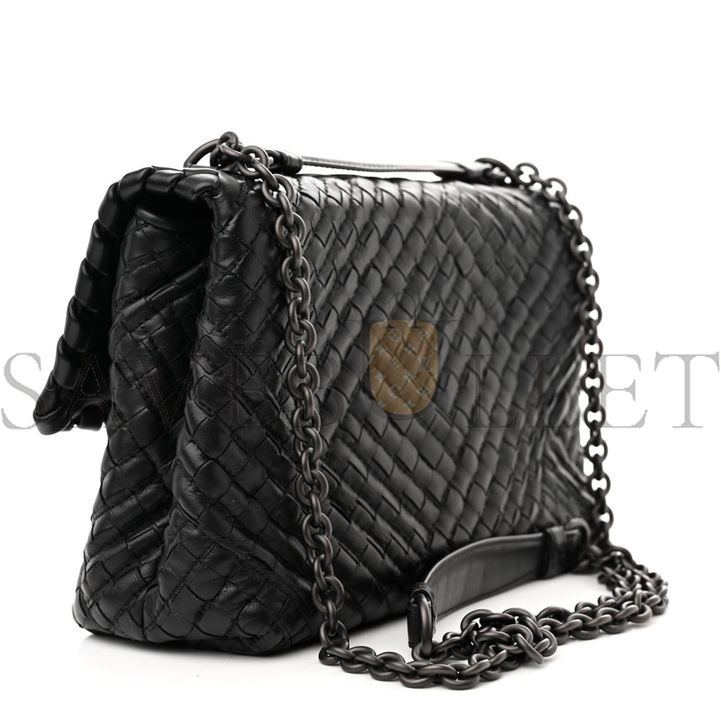 bo*te*ga Ve*ne*ta nappa intrecciato baby olimpia shoulder bag black (23*17*8cm)