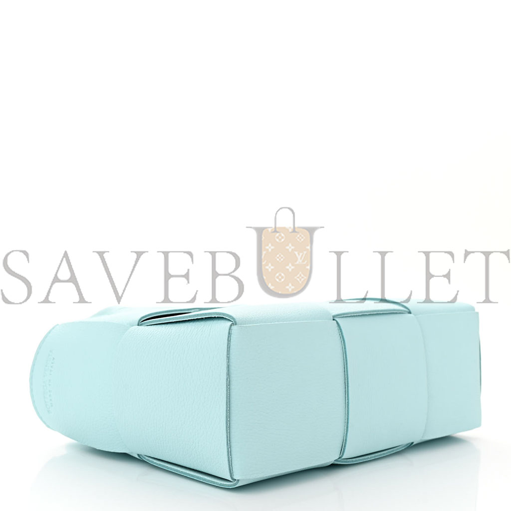 bo*te*ga Ve*ne*ta grained calfskin maxi intrecciato mini arco tote pale blue (25*17*8cm)