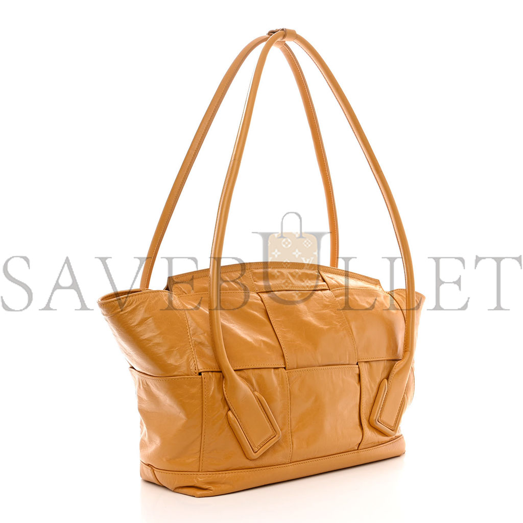 bo*te*ga Ve*ne*ta paper calfskin maxi intrecciato medium arco slouch yellow (32*27*11cm)