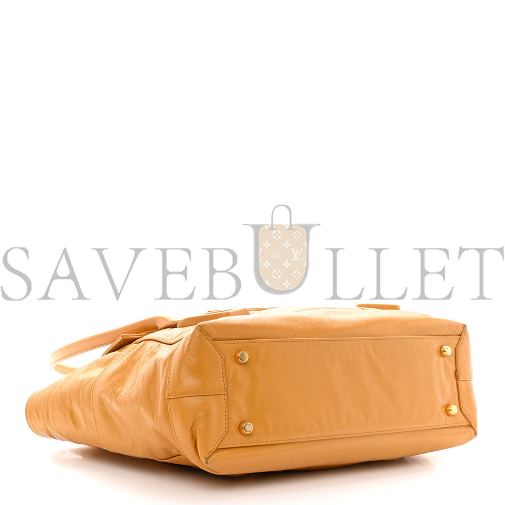 bo*te*ga Ve*ne*ta paper calfskin maxi intrecciato medium arco slouch yellow (32*27*11cm)