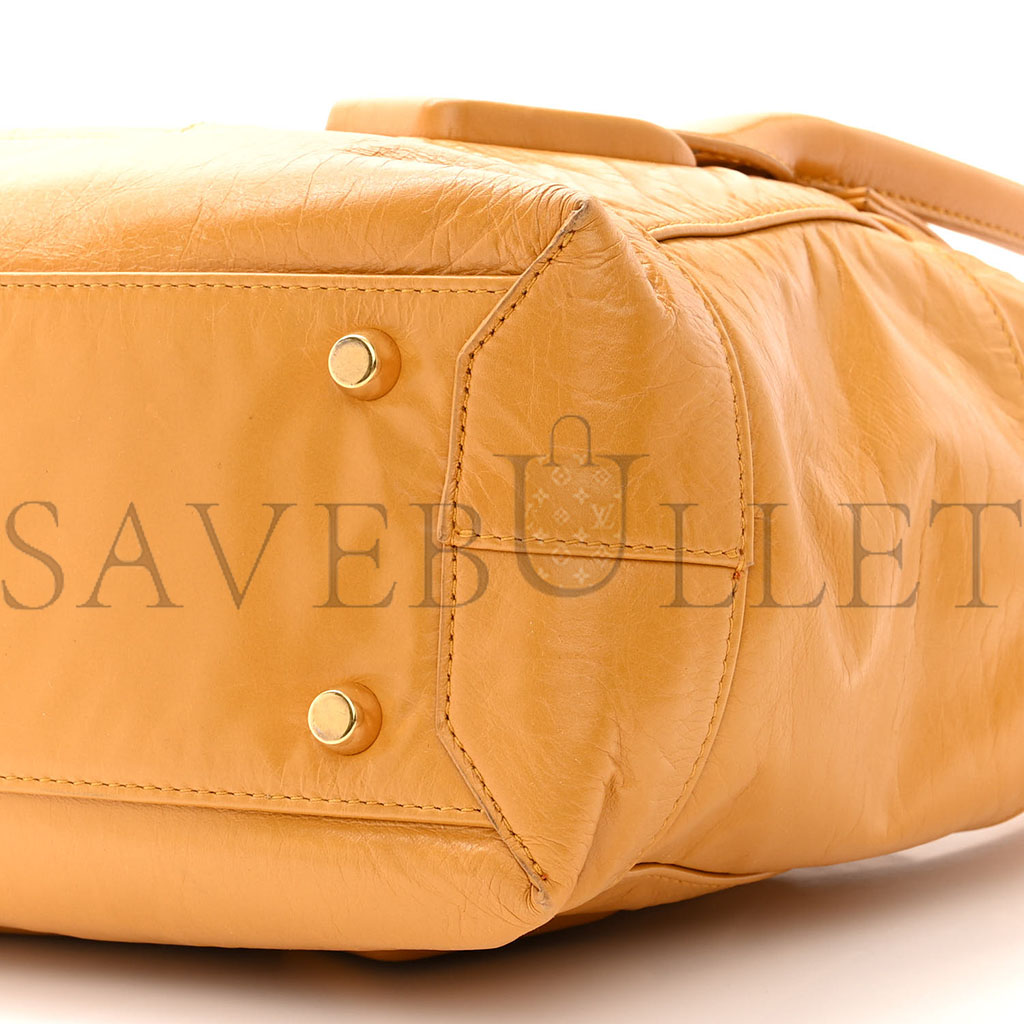bo*te*ga Ve*ne*ta paper calfskin maxi intrecciato medium arco slouch yellow (32*27*11cm)