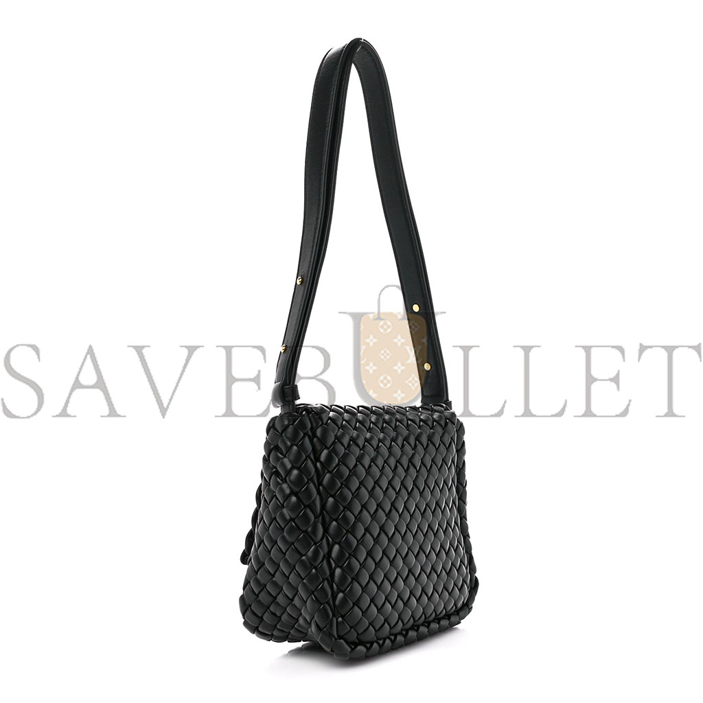 bo*te*ga Ve*ne*ta nappa intrecciato small cobble shoulder bag black (27*22*10cm)