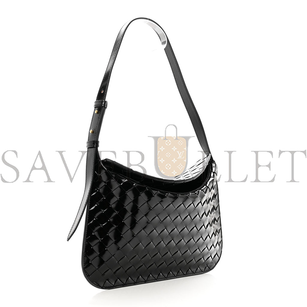 bo*te*ga Ve*ne*ta patent intrecciato shoulder bag black (31*20*3cm)