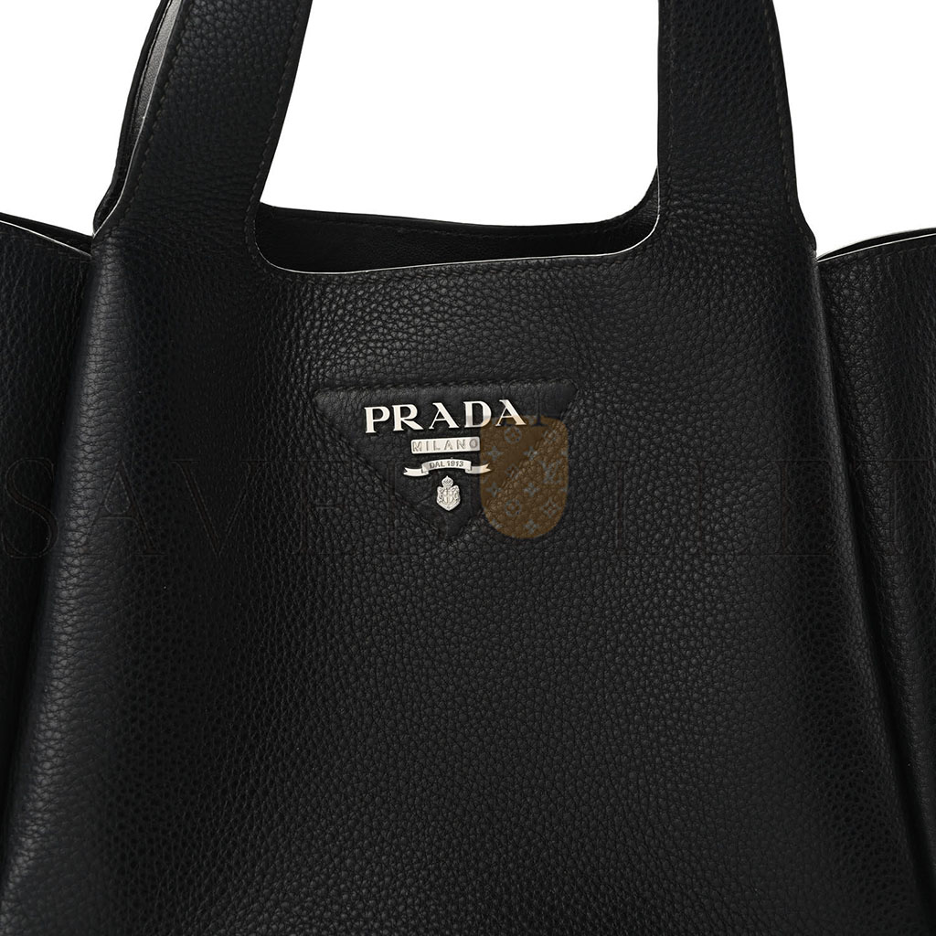 Pra*a vitello daino soft medium dynamique tote black (25*22*13cm)