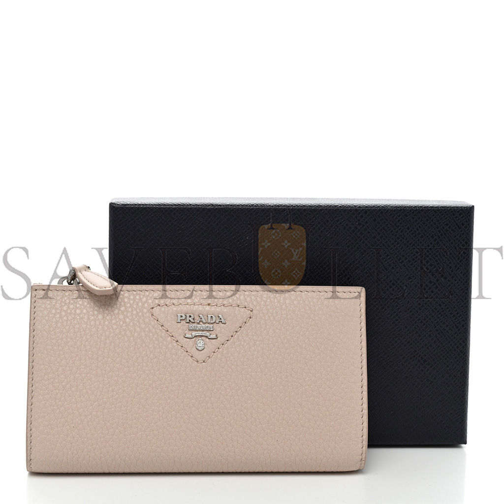 Pra*a vitello daino triangle continental zip wallet ninfea (16*10*2cm)