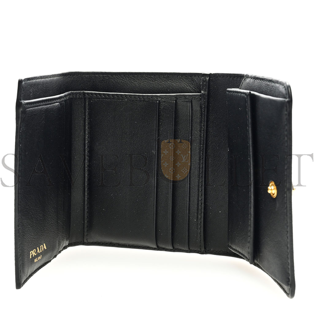 Pra*a vitello move tri-fold compact wallet black (11*10*1cm)
