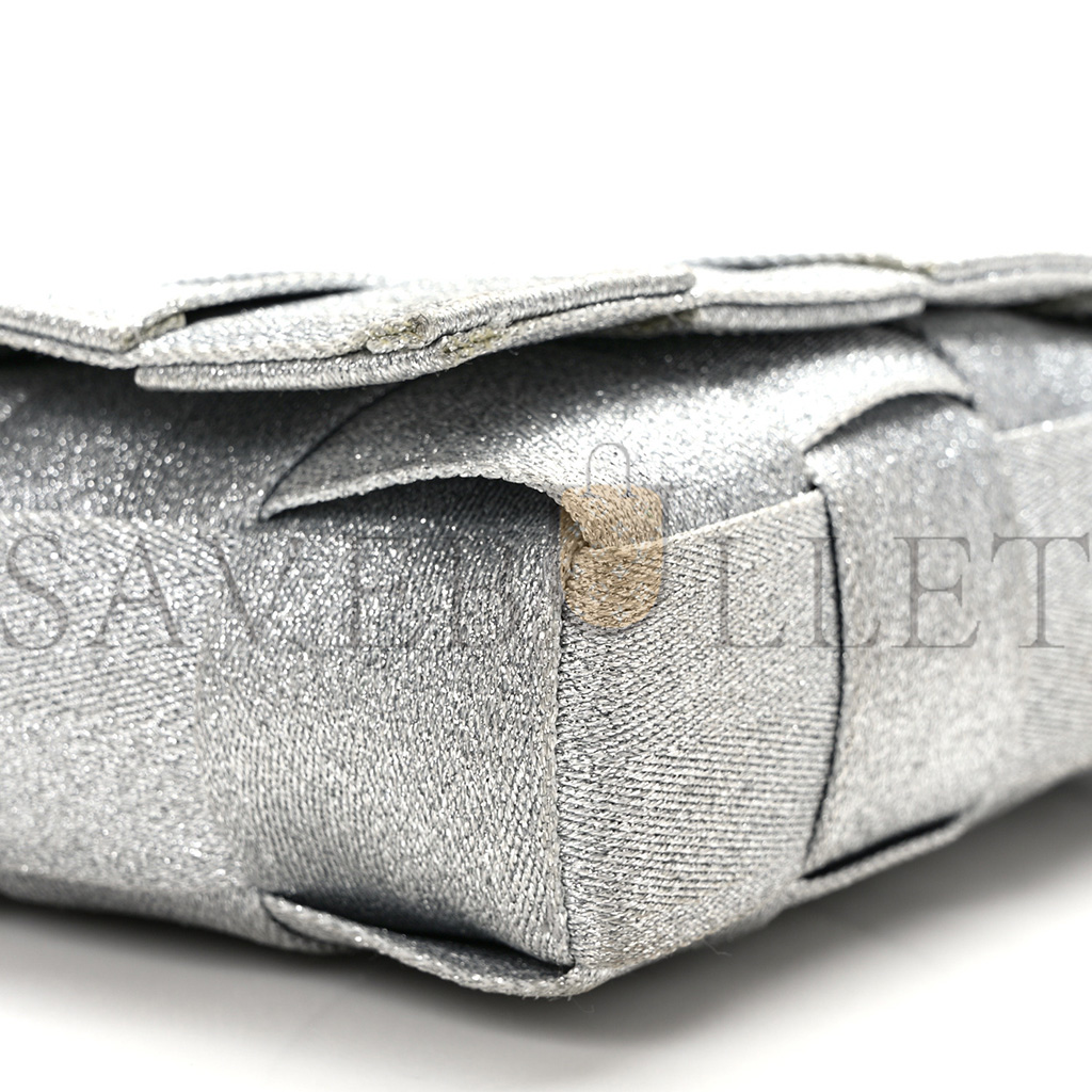 bo*te*ga Ve*ne*ta webbing maxi intrecciato cassette bag silver (23*15*5.5cm)