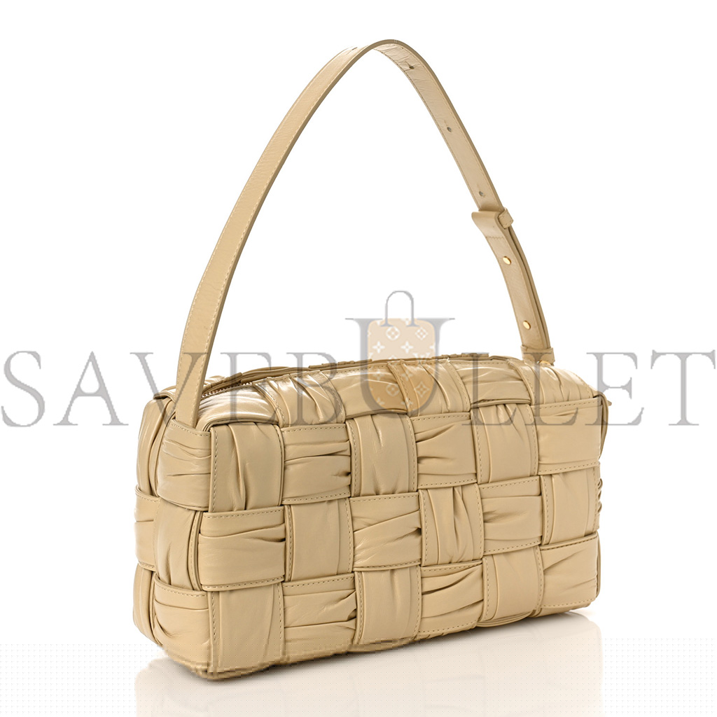 bo*te*ga Ve*ne*ta calfskin intreccio plisse camera bag porridge (24*16*8cm)