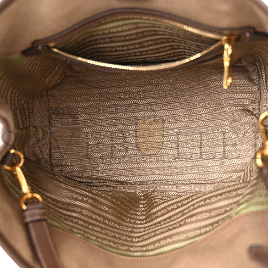 Pra*a jacquard logo tote corda bruciato (33*23*16cm)