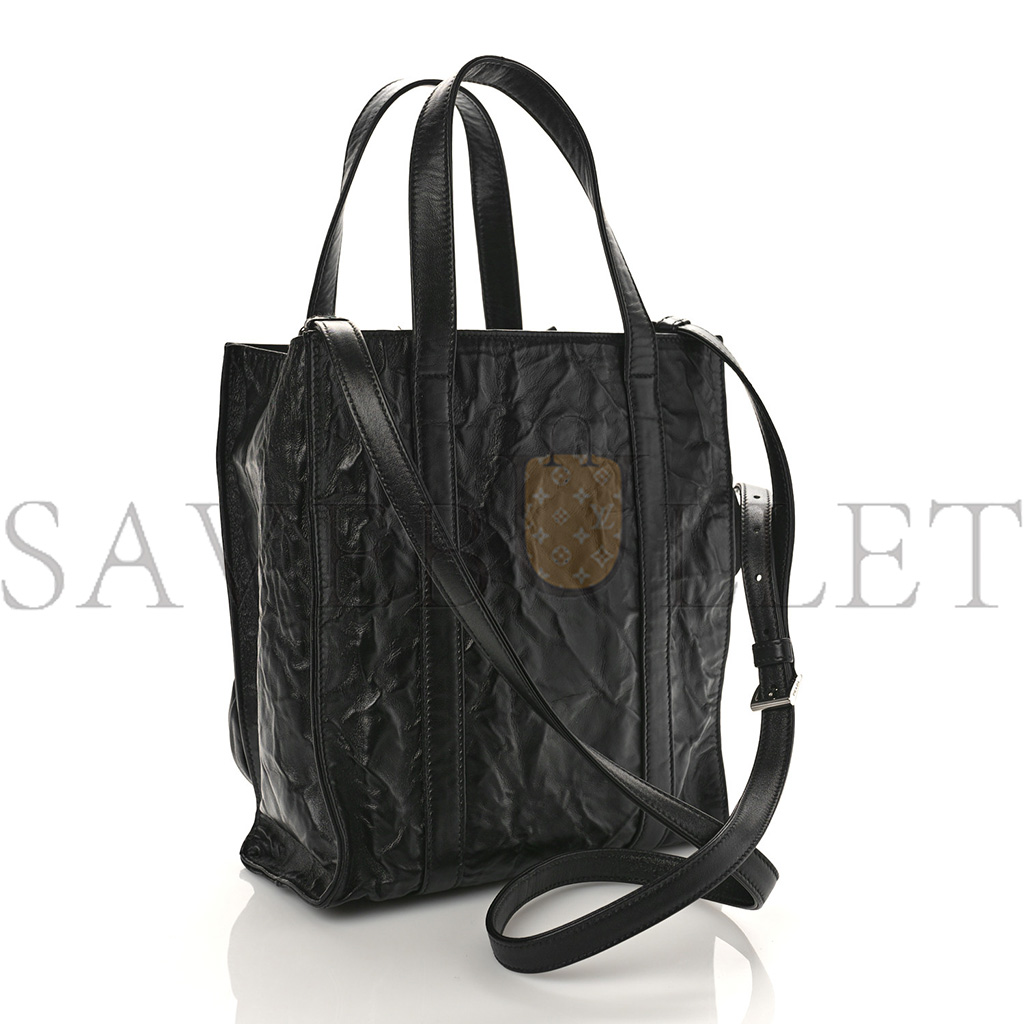 Pra*a nappa mini antique rosette flower tote bag black (24*22*10cm)