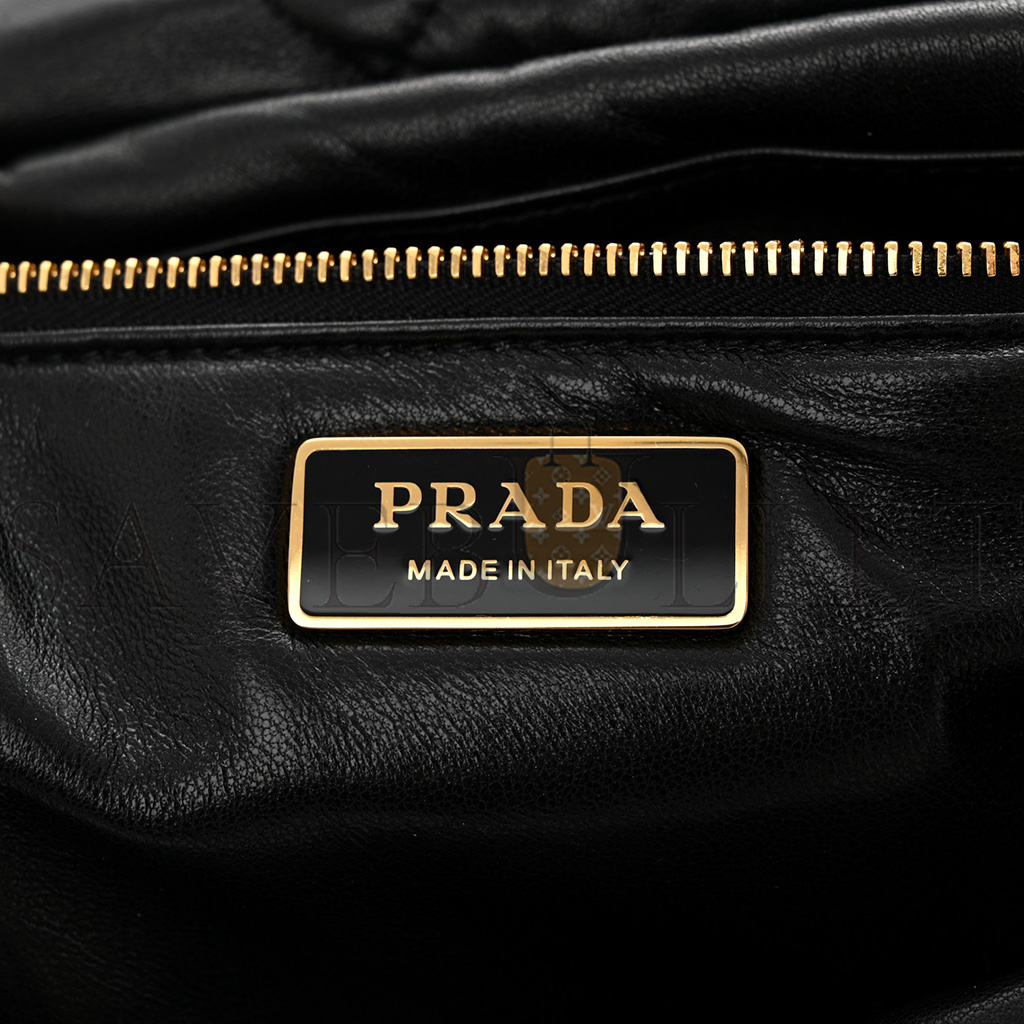 Pra*a nappa padded system patchwork bag black (31*20*8cm)