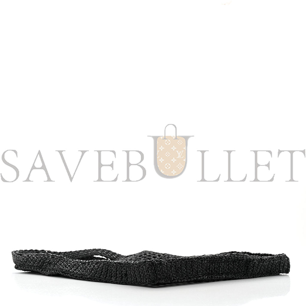 Pra*a raffia embroidered logo tote bag black (37*36*4cm)