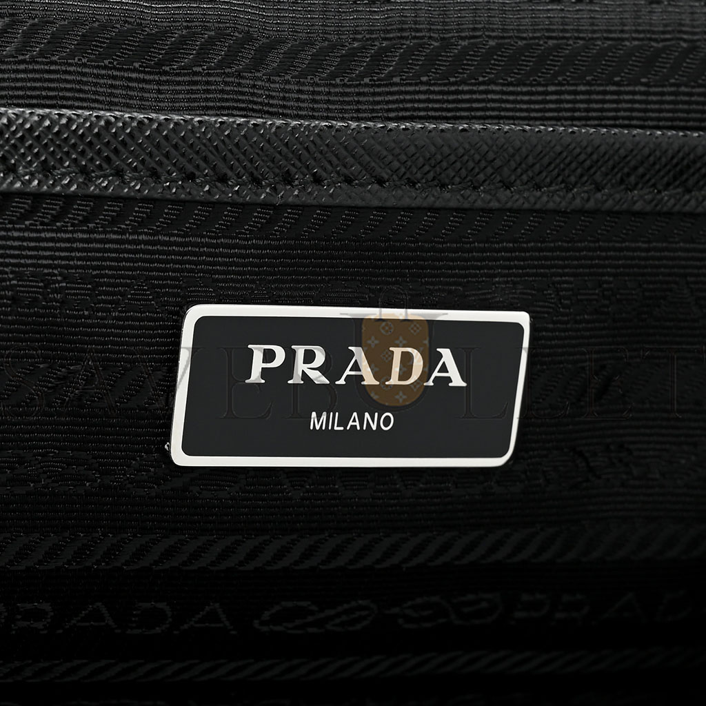 Pra*a re-nylon tessuto saffiano medium backpack black (29*28*15cm)