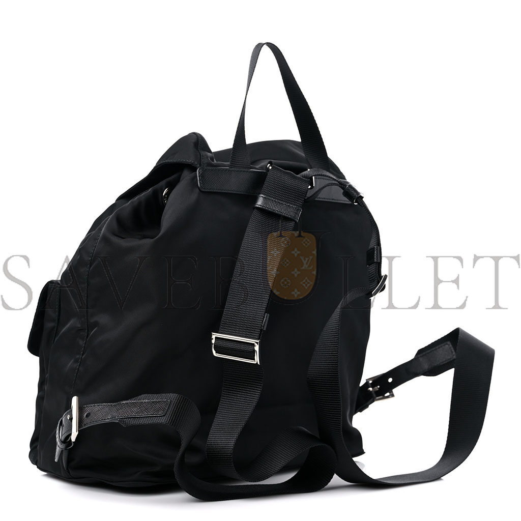 Pra*a re-nylon tessuto saffiano medium backpack black (30*30*15cm)