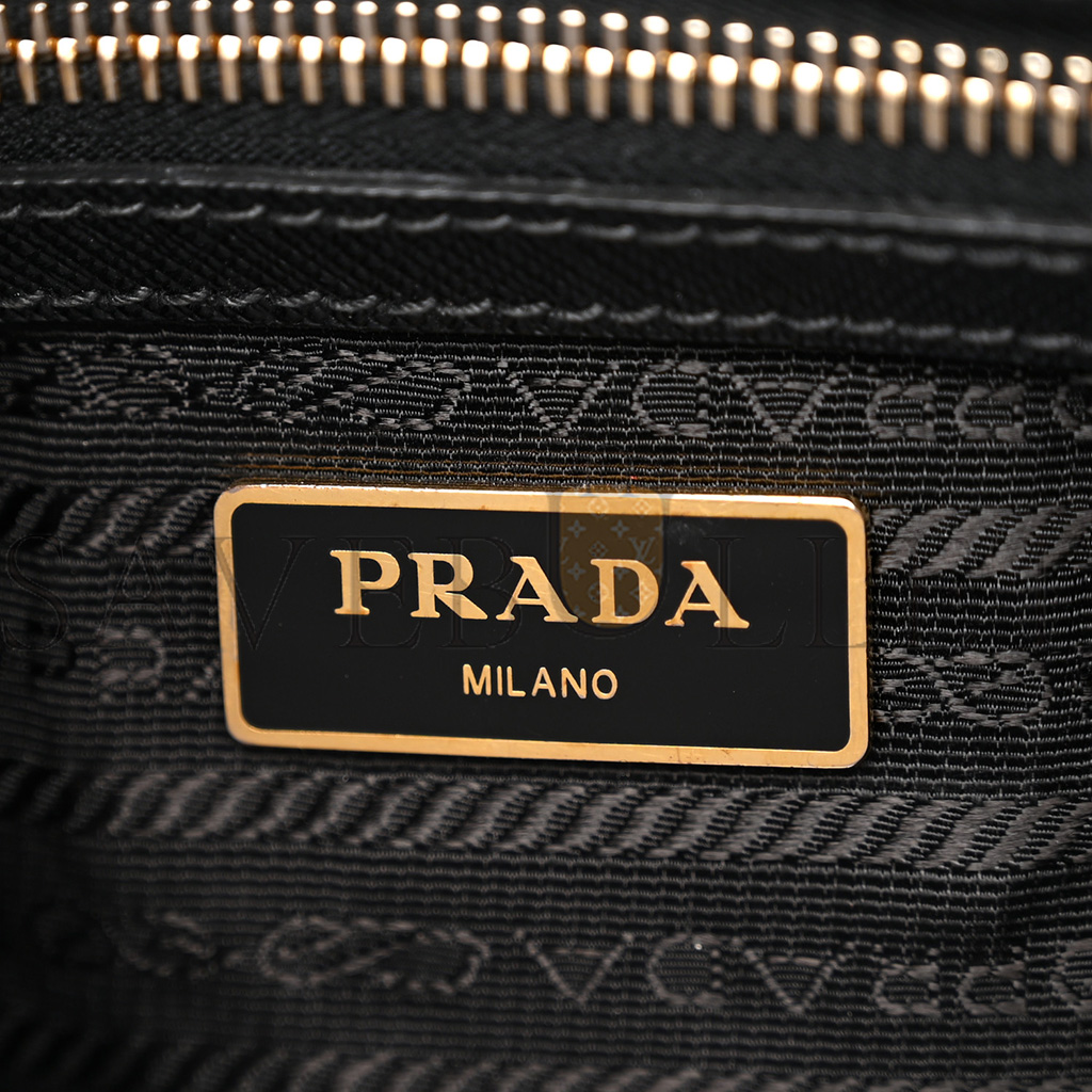 Pra*a saffiano lux large double zip tote black (36*29*18cm)