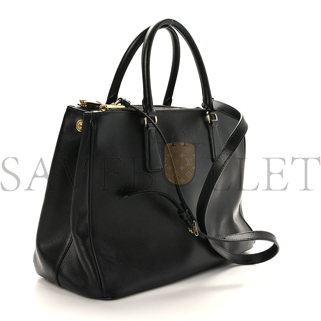 Pra*a saffiano medium galleria double zip tote black (34*24*15cm)