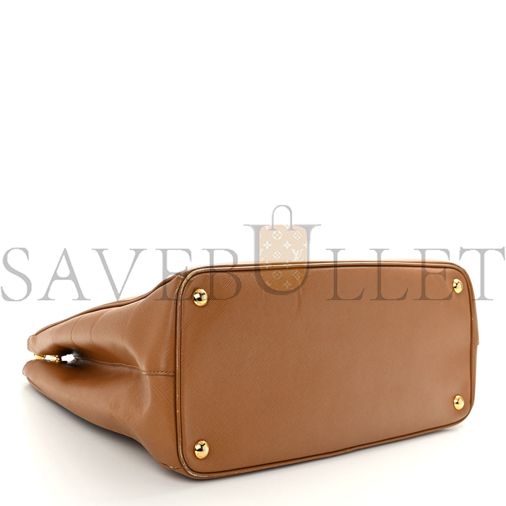 Pra*a saffiano large galleria double zip tote caramel (36*26*16cm)