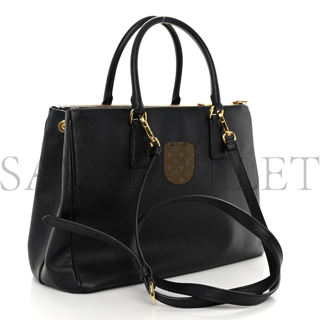 Pra*a saffiano medium galleria double zip tote black (32*20*14cm)