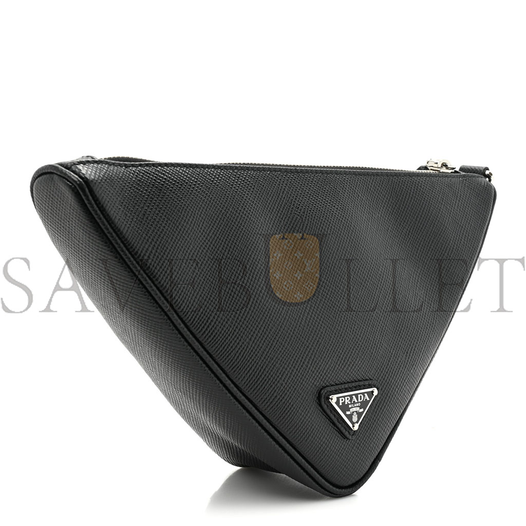 Pra*a saffiano triangle wristlet black (27*15*8cm)