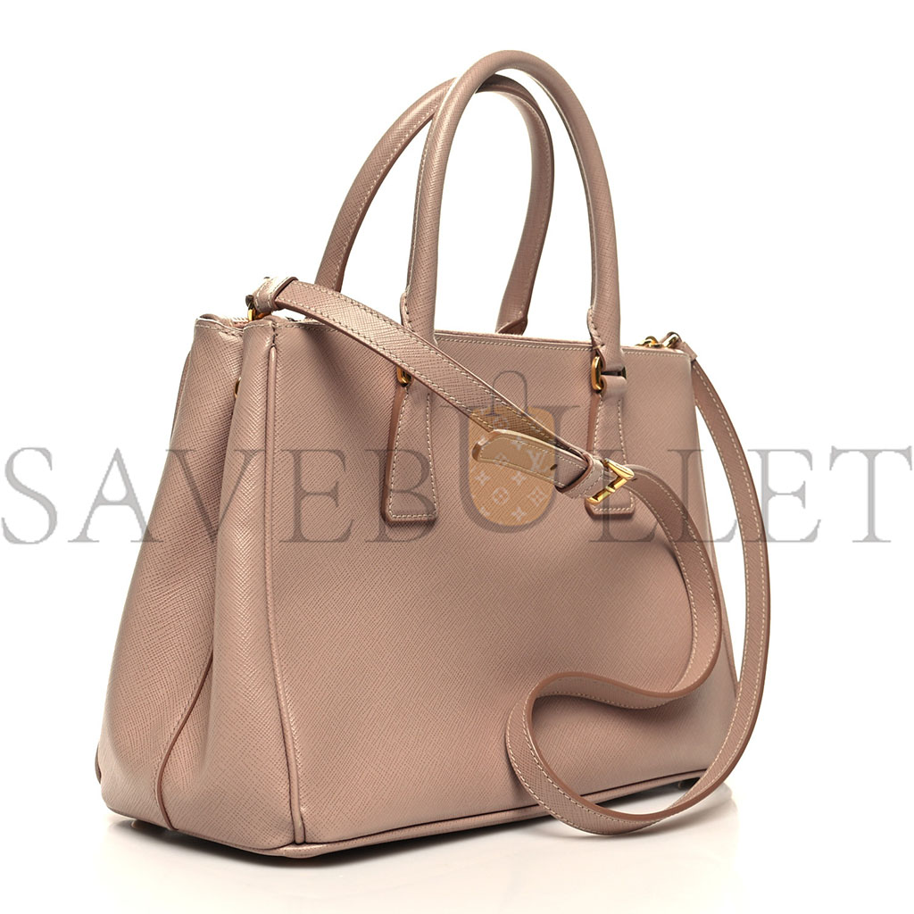 Pra*a saffiano small galleria double zip tote cammeo (29*20*13cm)