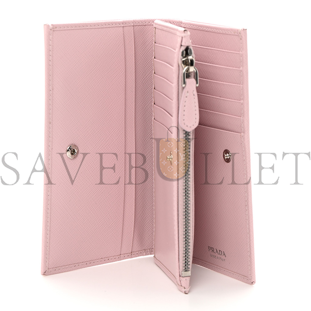 Pra*a saffiano triangle continental zip wallet alabaster (16*9*2cm)
