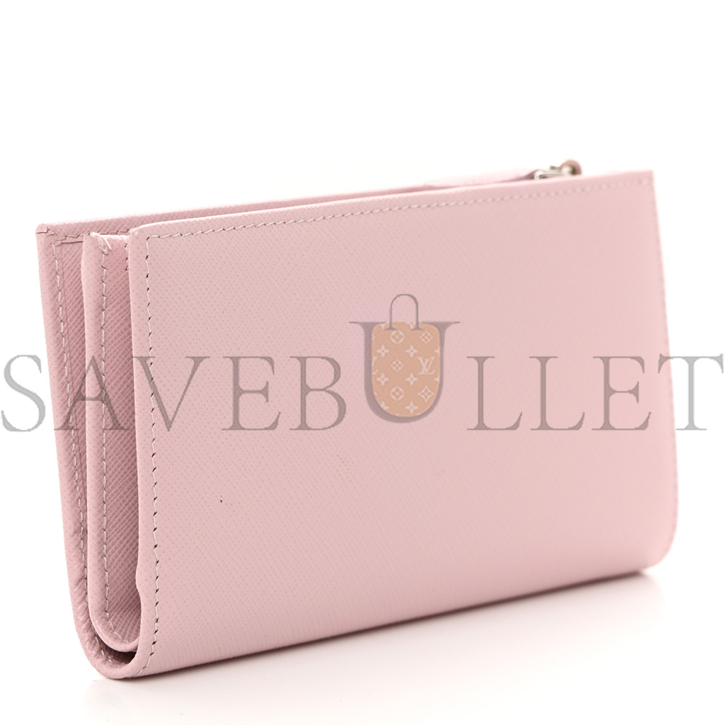 Pra*a saffiano triangle continental zip wallet alabaster (16*9*2cm)