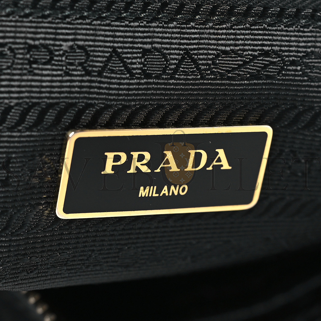 Pra*a saffiano tessuto nylon shopping tote black (36*30*14cm)