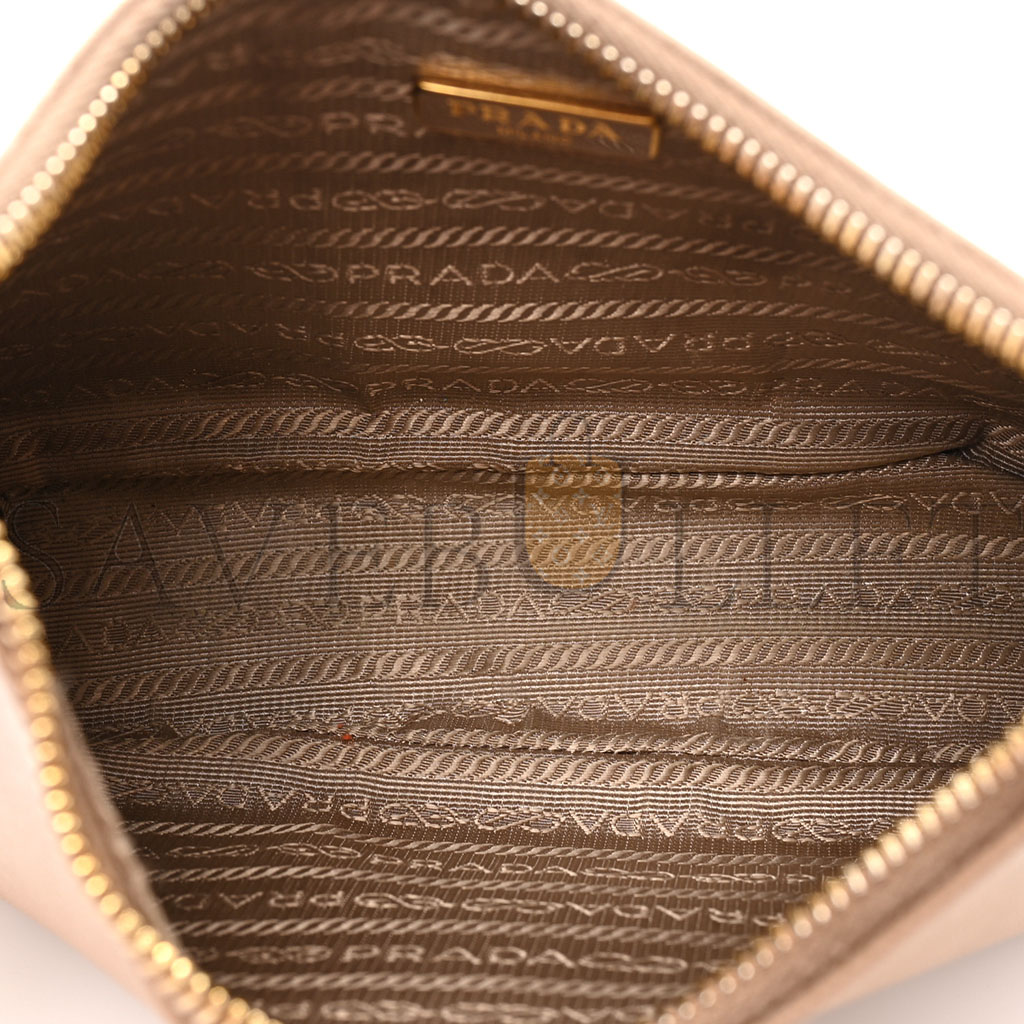 Pra*a saffiano re-edition 2005 shoulder bag cammeo beige (22*18*6cm)