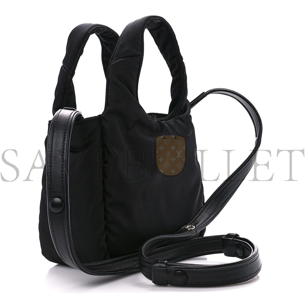 Pra*a tessuto soft padded re-nylon striped mini bag black (23*13*6cm)