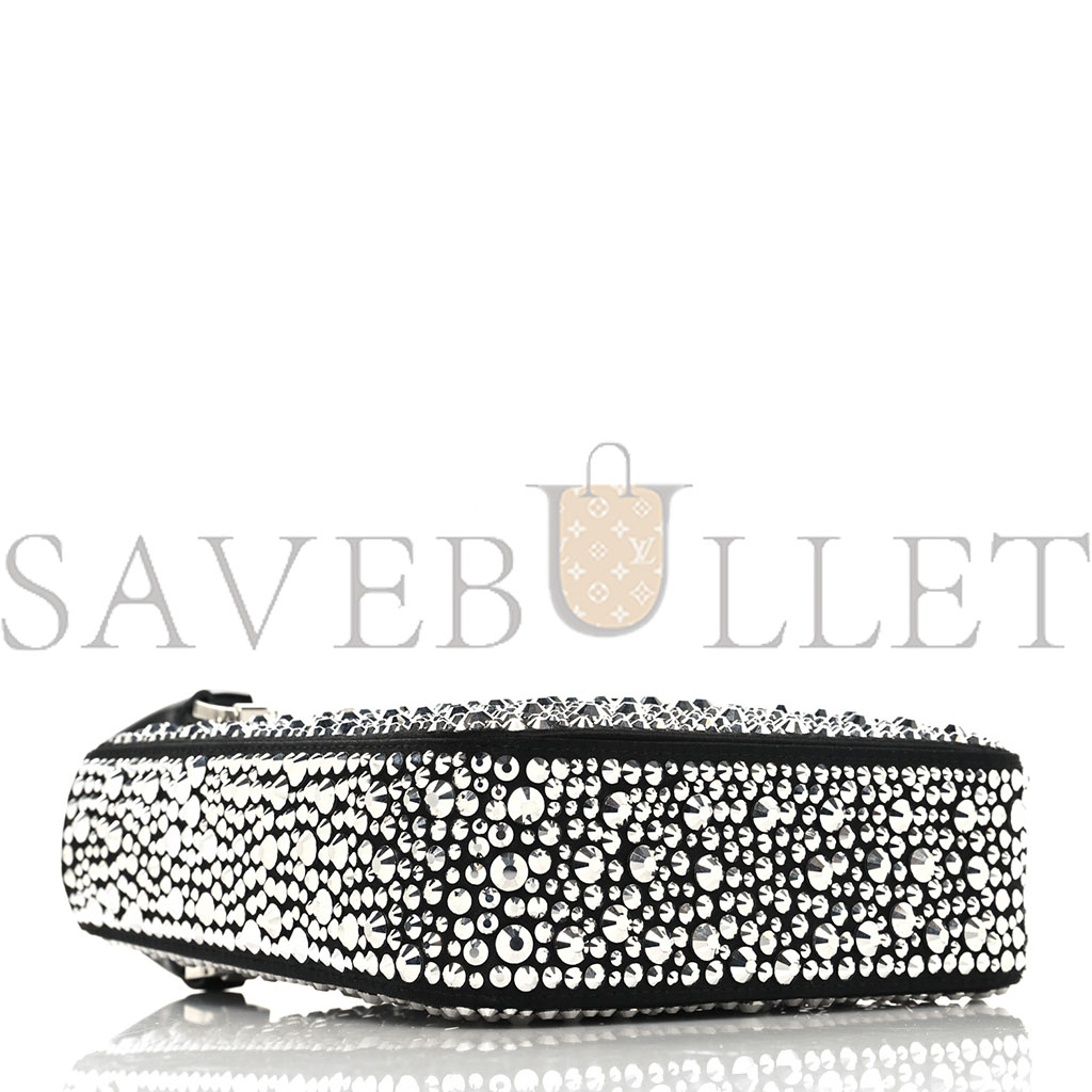 Pra*a satin crystal small tote bag metal (18*15*2cm)