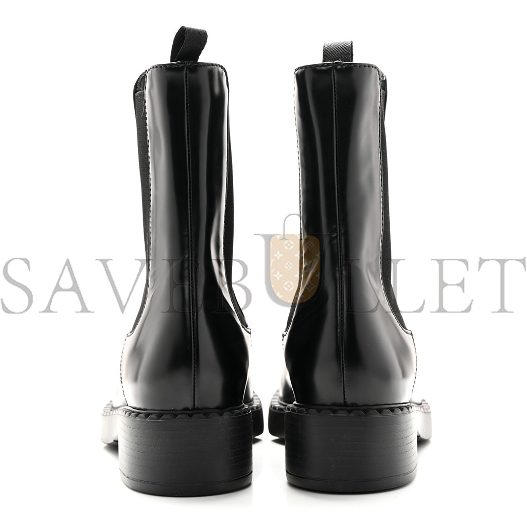 Pra*a spazzolato metal triangle logo 50mm chelsea boots 38 black