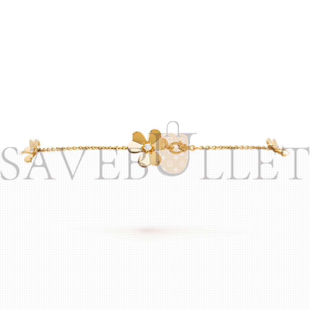 v*n cl*f arpels frivole necklace, 9 flowers - yellow gold, Di*m*nd  vcard31500