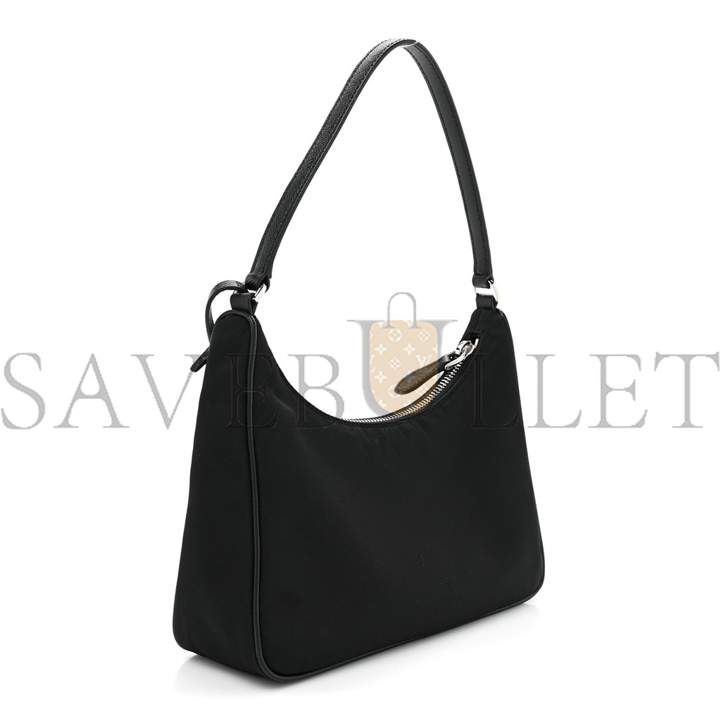 Pra*a tessuto nylon saffiano mini re-edition 2005 bag black (23*14*8cm)