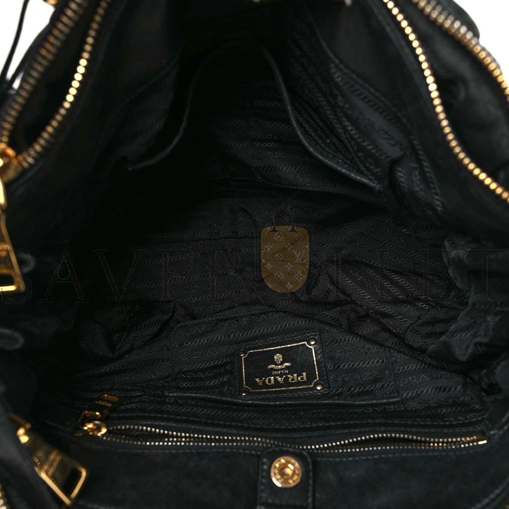 Pra*a tessuto nylon gaufre tote black (34*26*17cm)