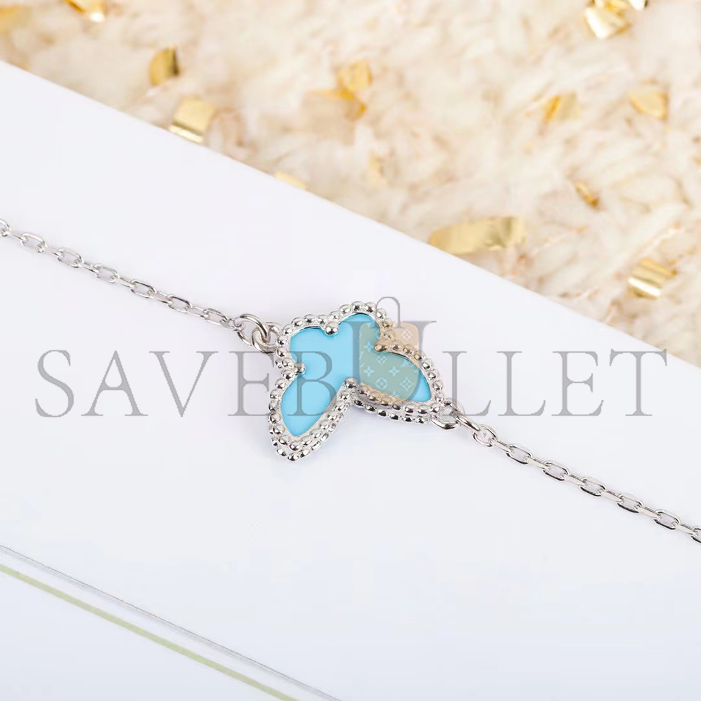 V*N CL*F arpels sweet alhambra butterfly bracelet - white gold, turquoise vcarf80400