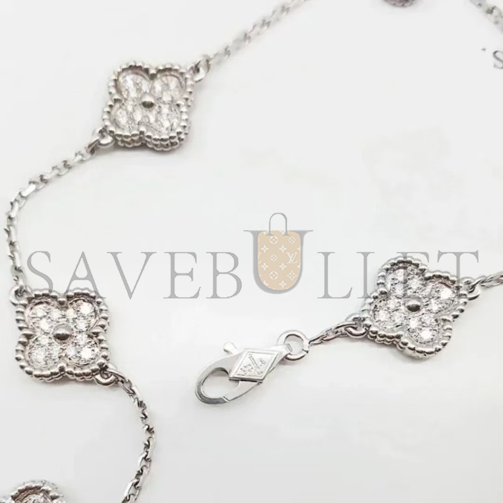 v*n cl*f arpels sweet alhambra bracelet, 6 motifs - white gold, Di*m*nd vcaro85700