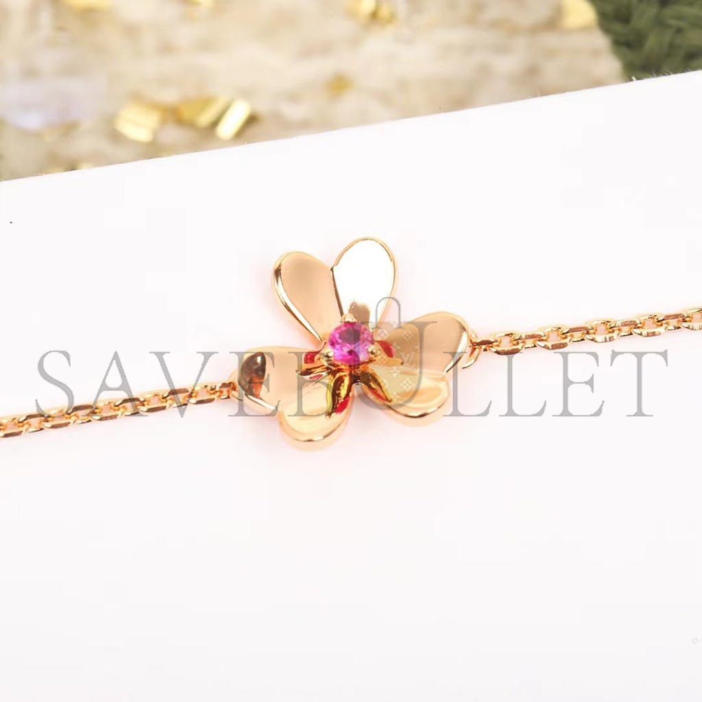V*N CL*F arpels frivole bracelet, mini model - rose gold, ruby vcarp7s900