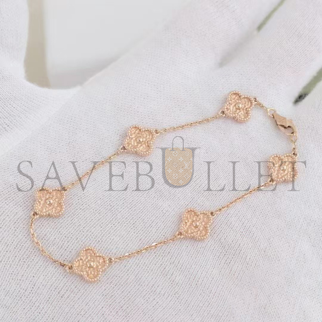 V*N CL*F arpels sweet alhambra bracelet, 6 motifs - rose gold vcaro8dd00