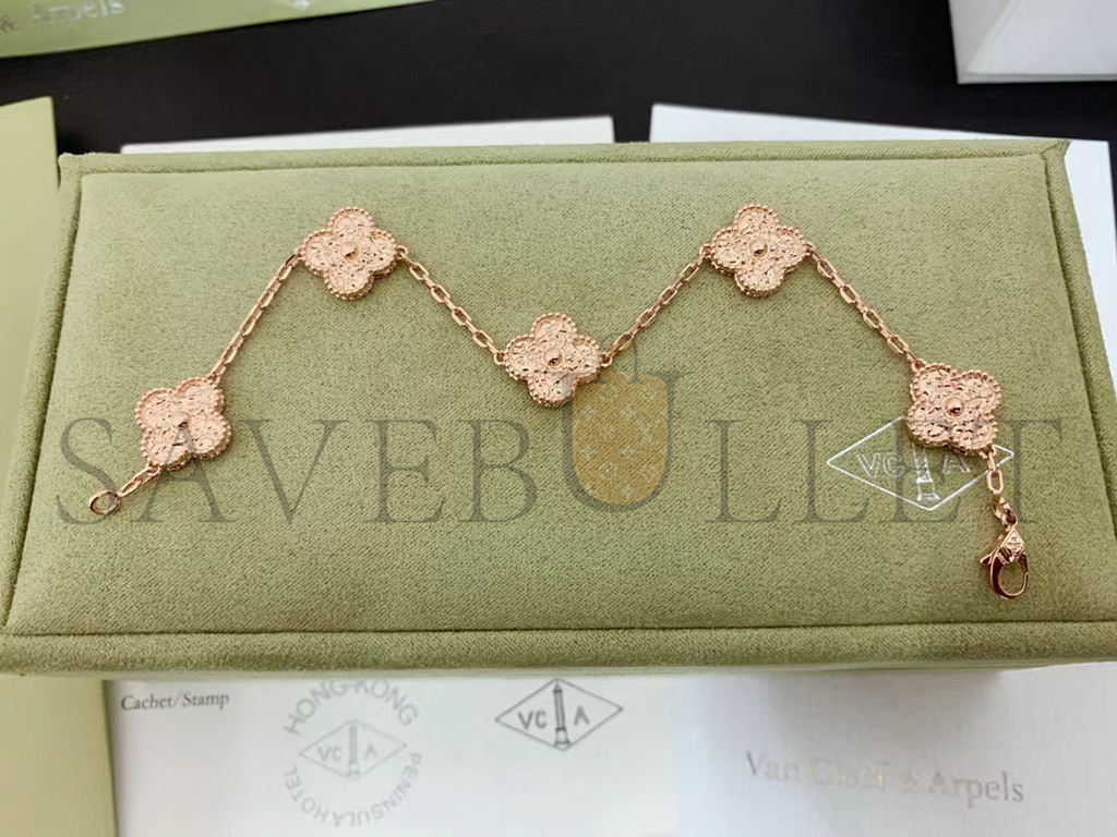 V*N CL*F arpels vintage alhambra bracelet, 5 motifs - rose gold vcarn9t300