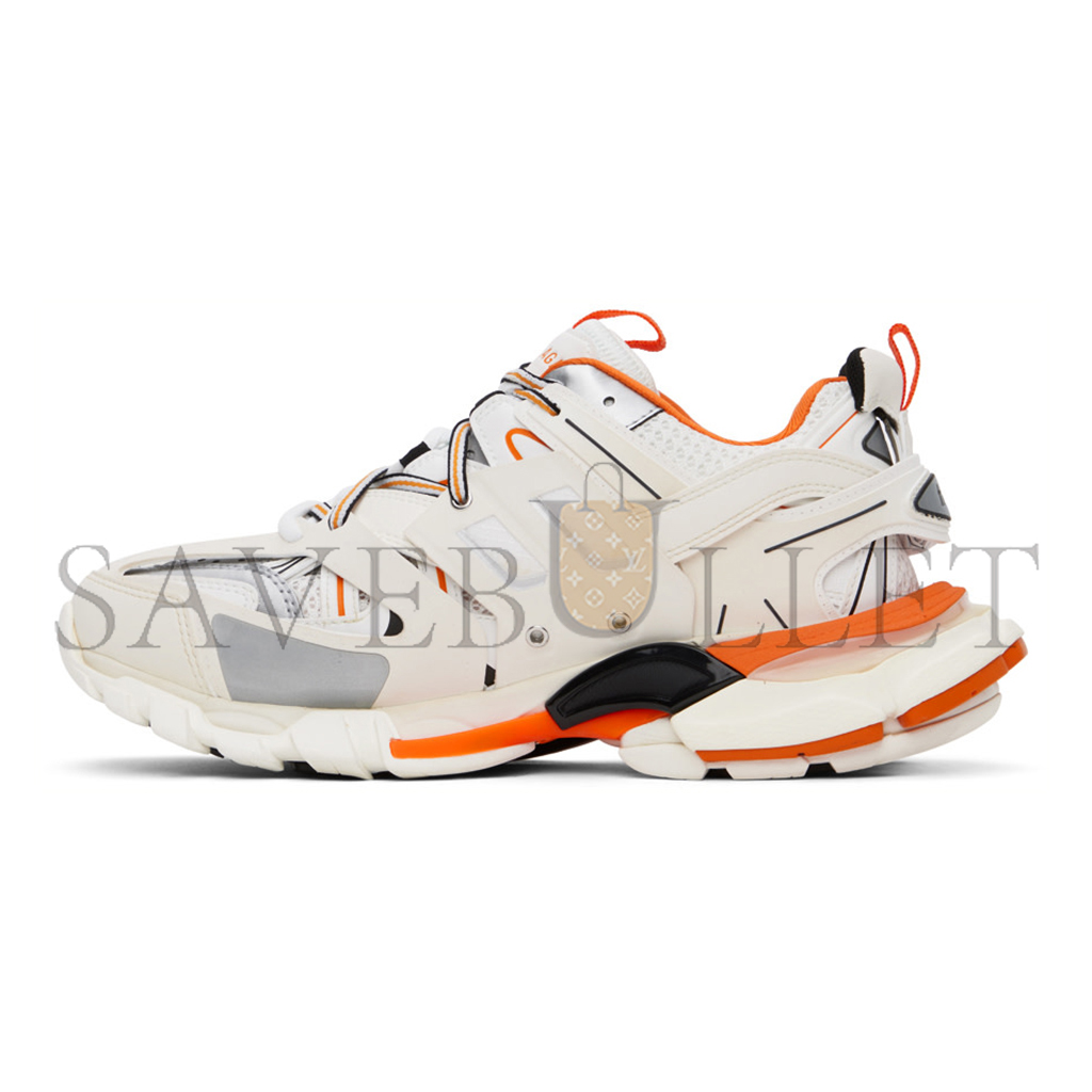 Ba*len*cia*ga white & orange track sneakers 241342m237008