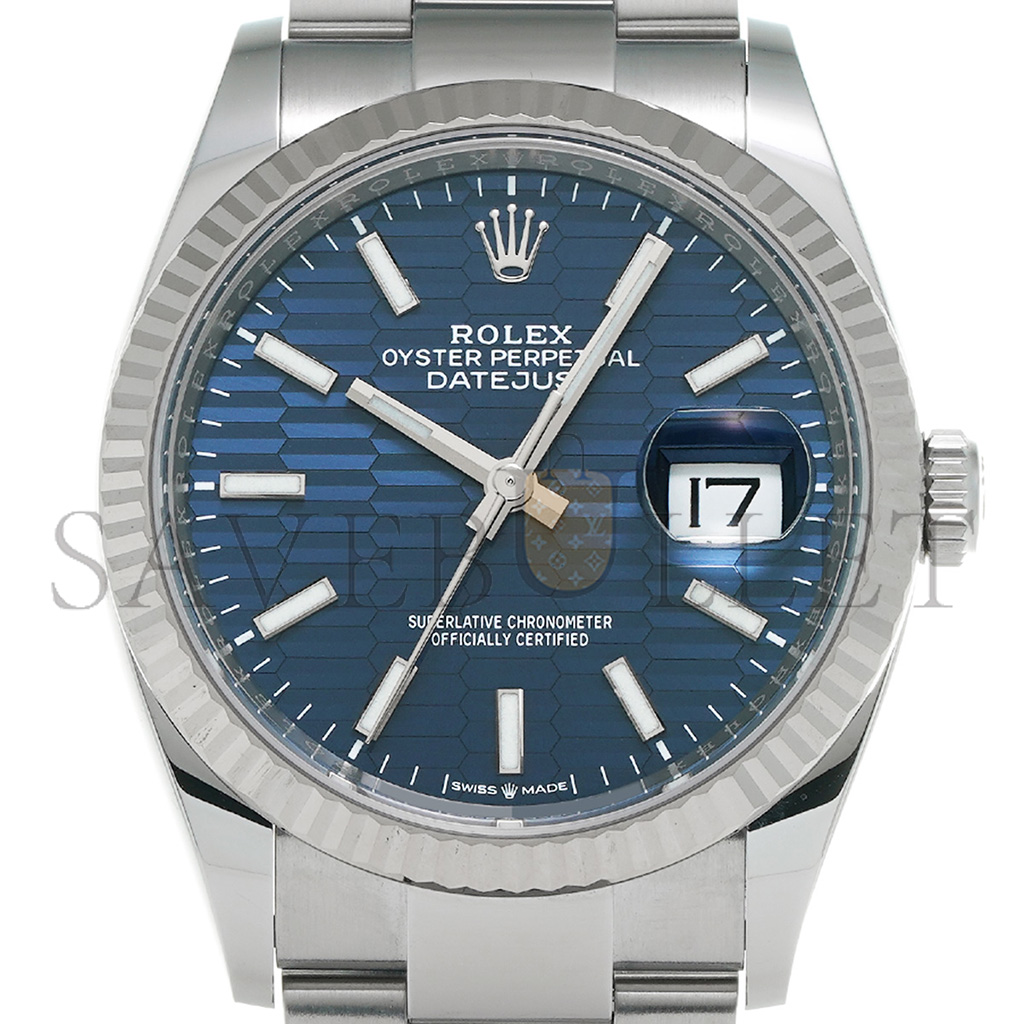 R*l*x datejust blue fluted pattern dial 36mm watch 126234-0049