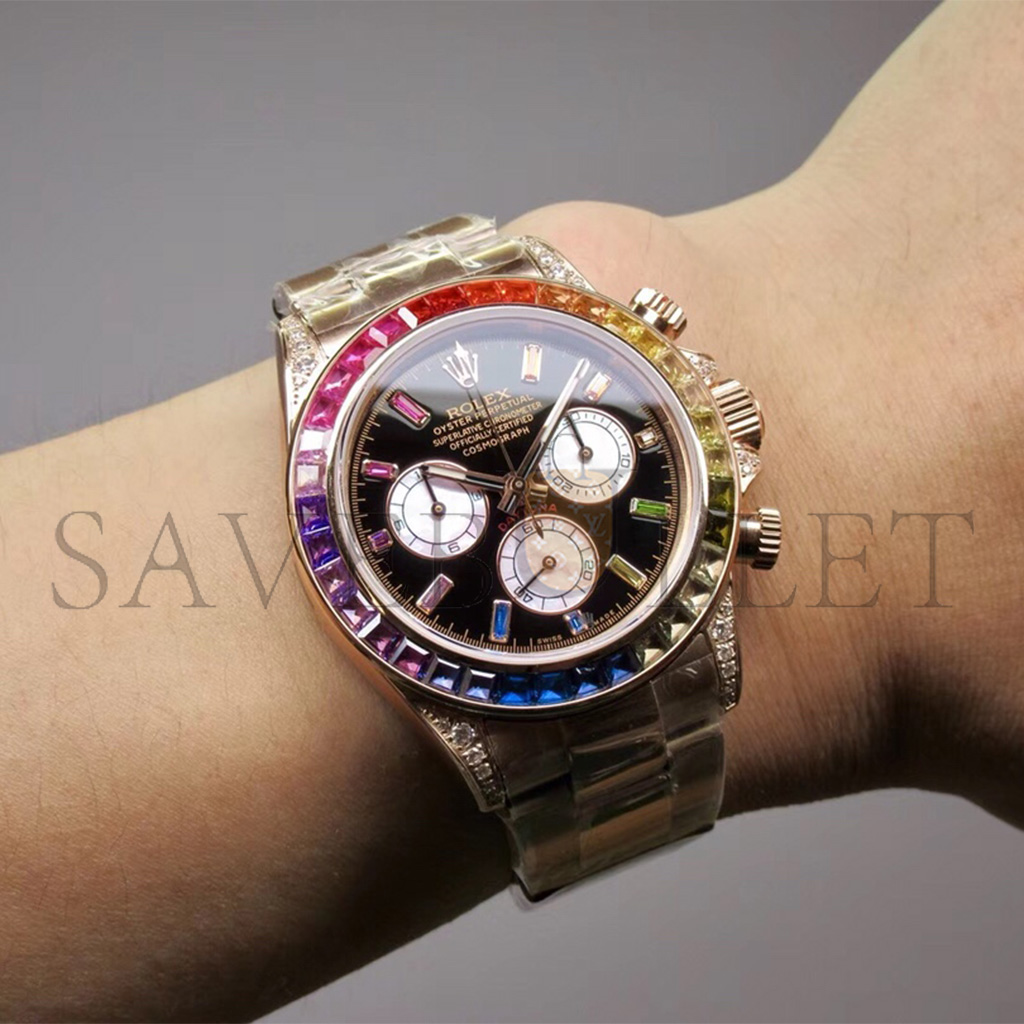 R*l*x daytona square rainbow gemstone watch 116595rbow-0001
