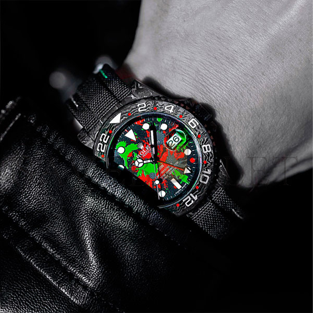 R*l*x gmt-master ii diw carbon motley edition watch 6118