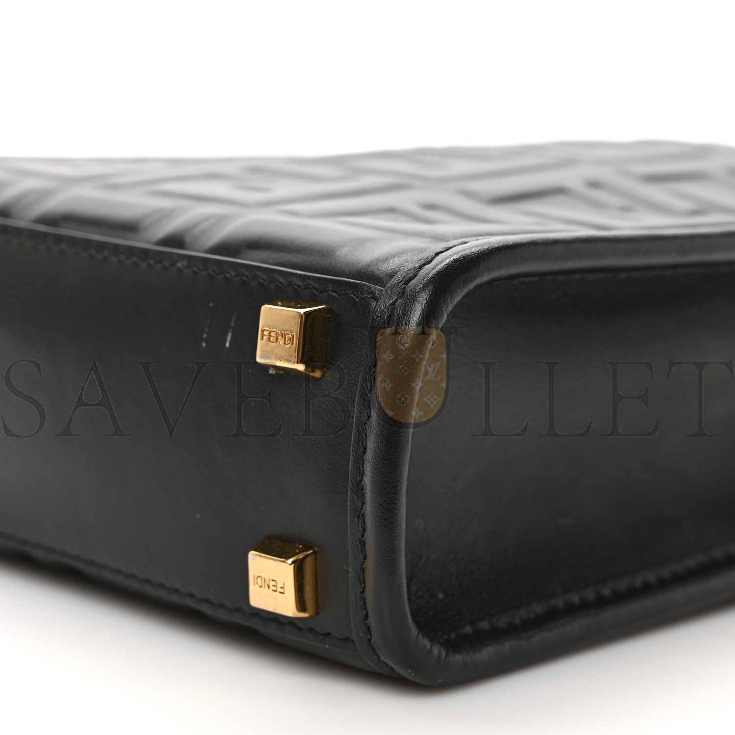 F**di vitello plexiglass ff embossed mini F**di sunshine shopper tote black (18*13*6cm)