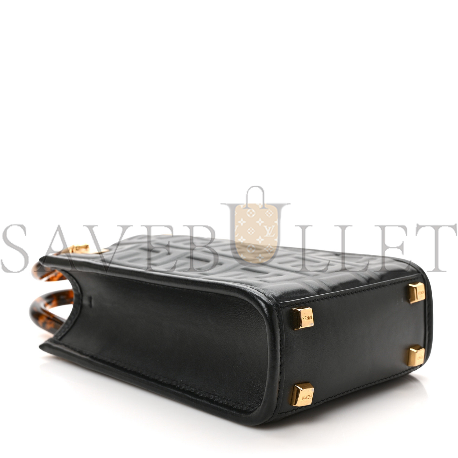 F**di vitello plexiglass ff embossed mini F**di sunshine shopper tote black (18*13*6cm)