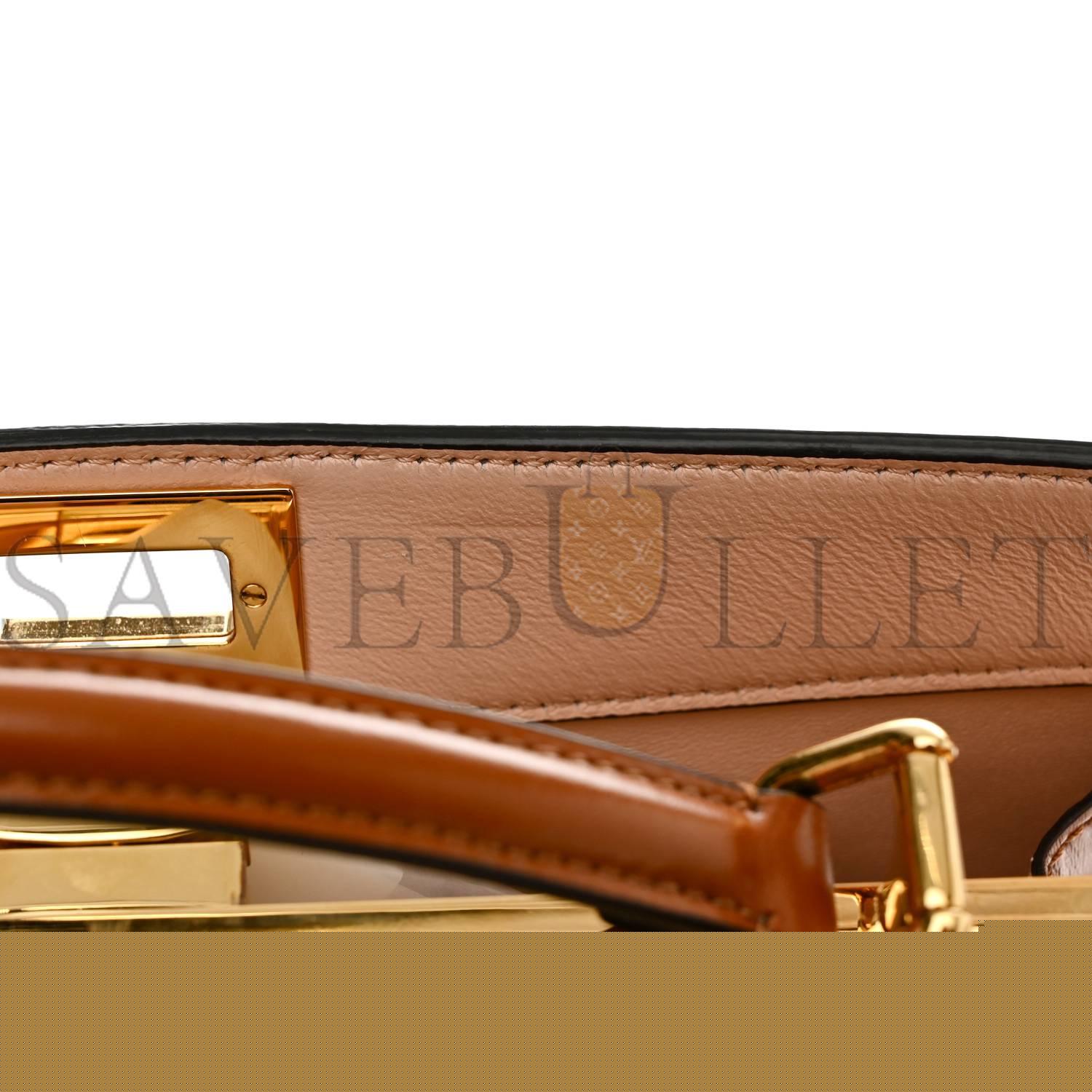 F**di vitello king luxor shiny nappa medium peekaboo i see u east west satchel brandy light rose (29*18*10cm)