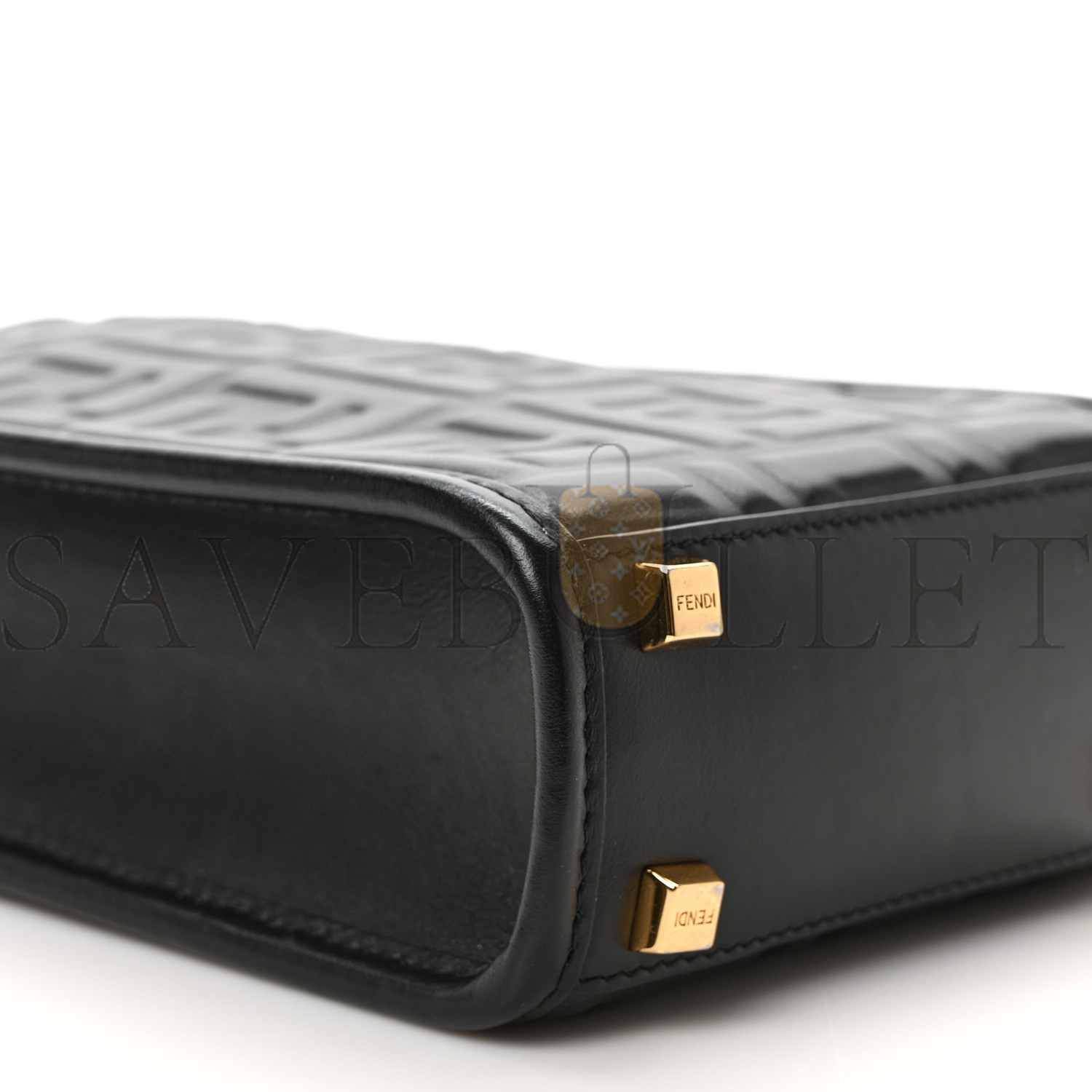 F**di vitello plexiglass ff embossed mini F**di sunshine shopper tote black (18*13*6cm)