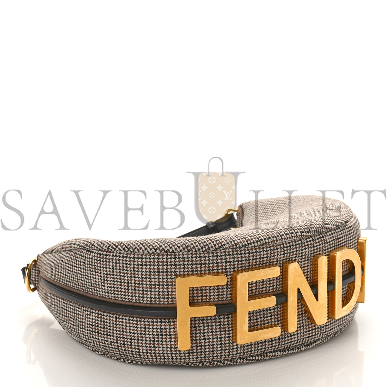 F**di wool vitello grace small houndstooth small F**digraphy hobo bag beige moro (28*21*8cm)